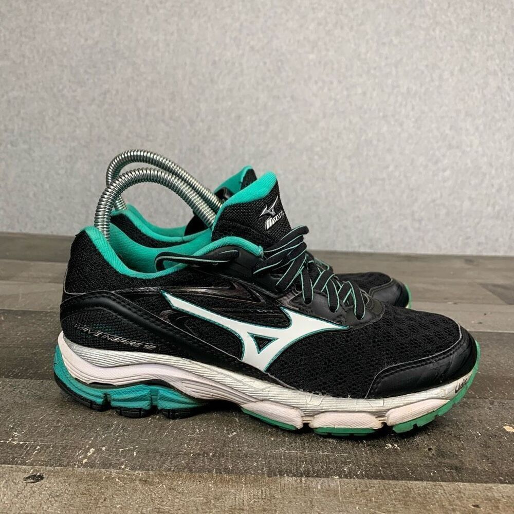 Mizuno Women Size 6.5 Wave Inspire 12 Athletic Shoes Black Blue Running Sneakers